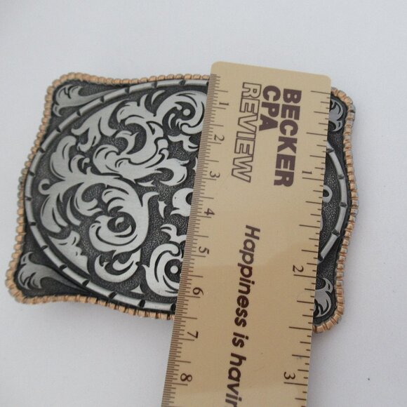 New, STORMING SILVER Silver & Gold Tone Western Style Belt Buckle - Picture 7 of 7